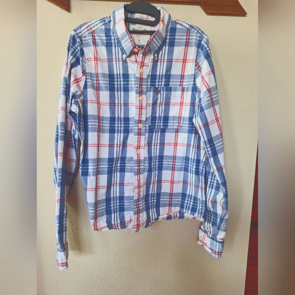 Abercrombie & Fitch Mens Plaid Muscle Long Sleeve Button Down. SIZE L
